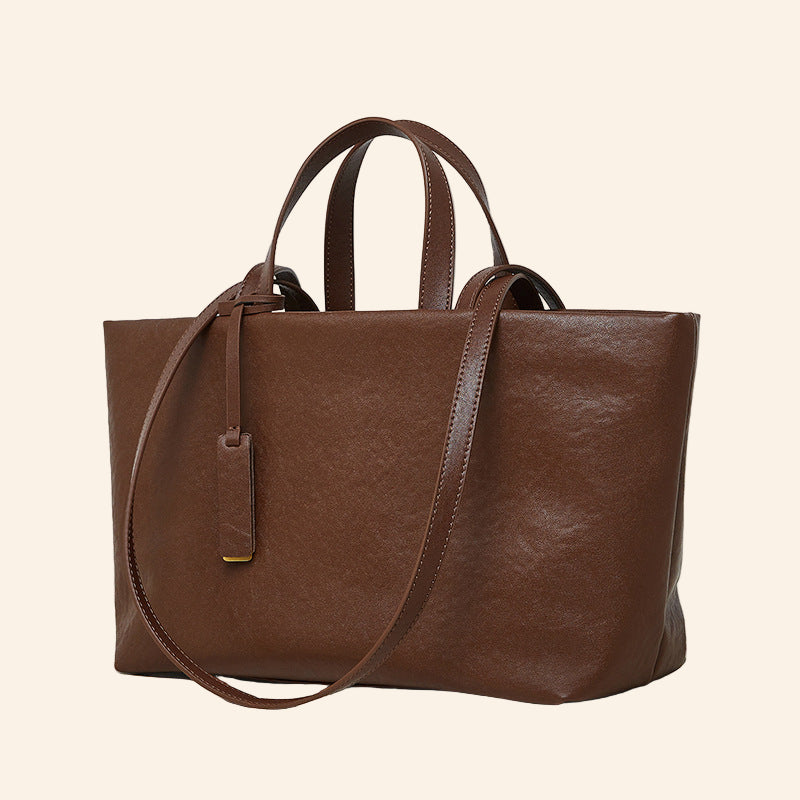 Wax Leather Tote - Brown
