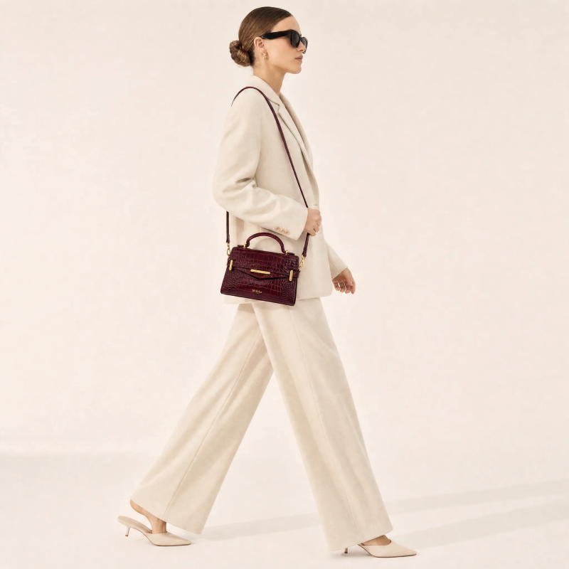 Kensington - Top Handle Burgundy Mi Croc Embossed
