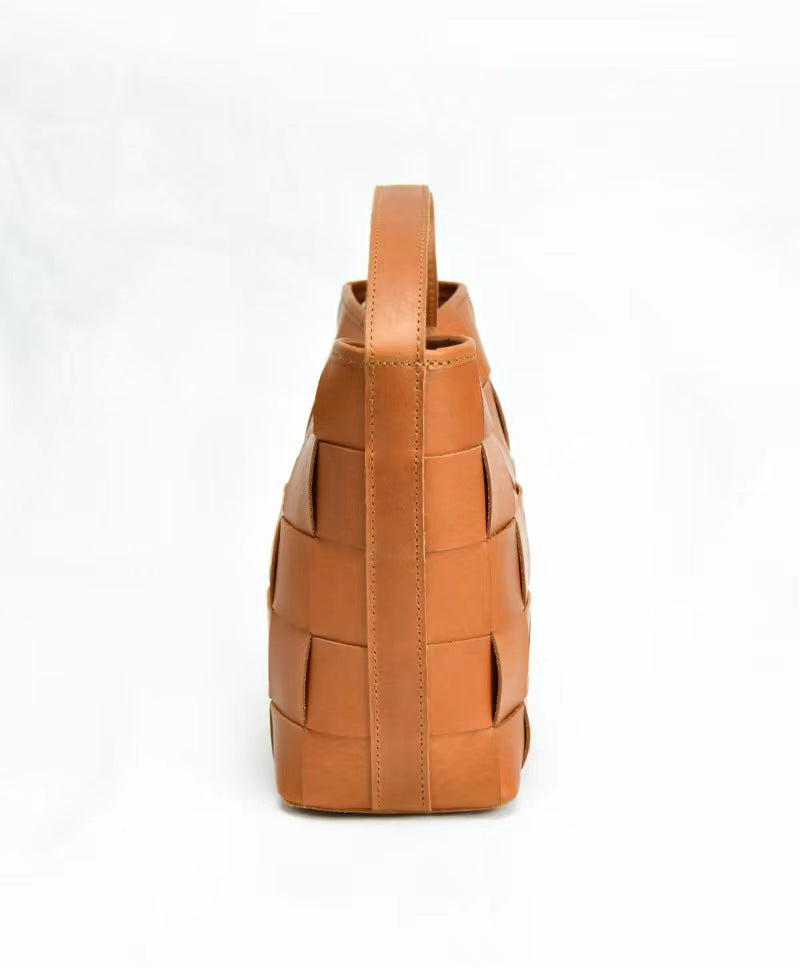 First Layer Cowhide Setta Woven Shoulder Bag