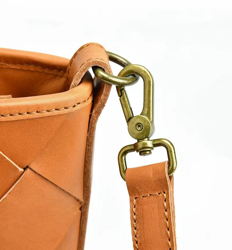 First Layer Cowhide Trinity Woven Shoulder Bag