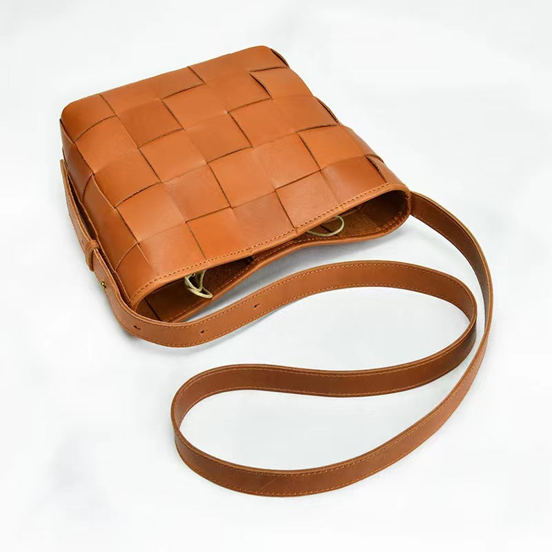 First Layer Cowhide Setta Woven Shoulder Bag