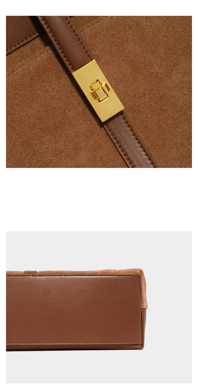 Suede Shoulder/Tote - Brown