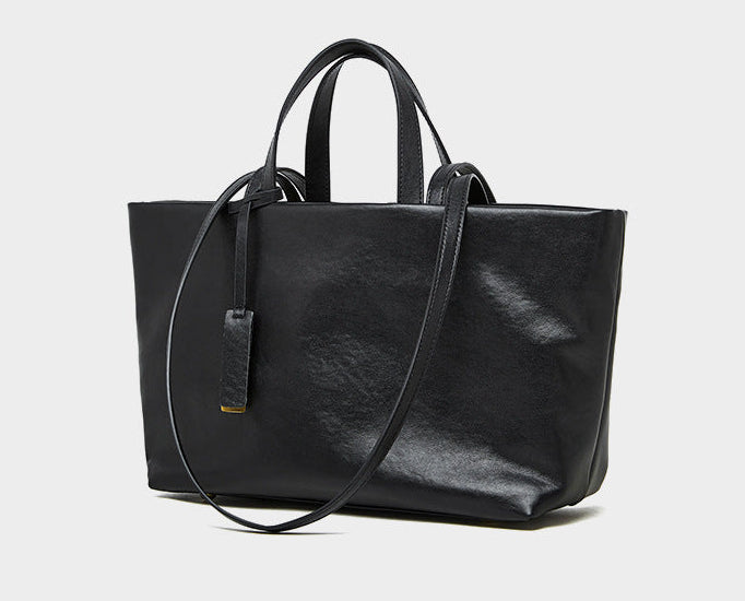 Wax Leather Tote - Black
