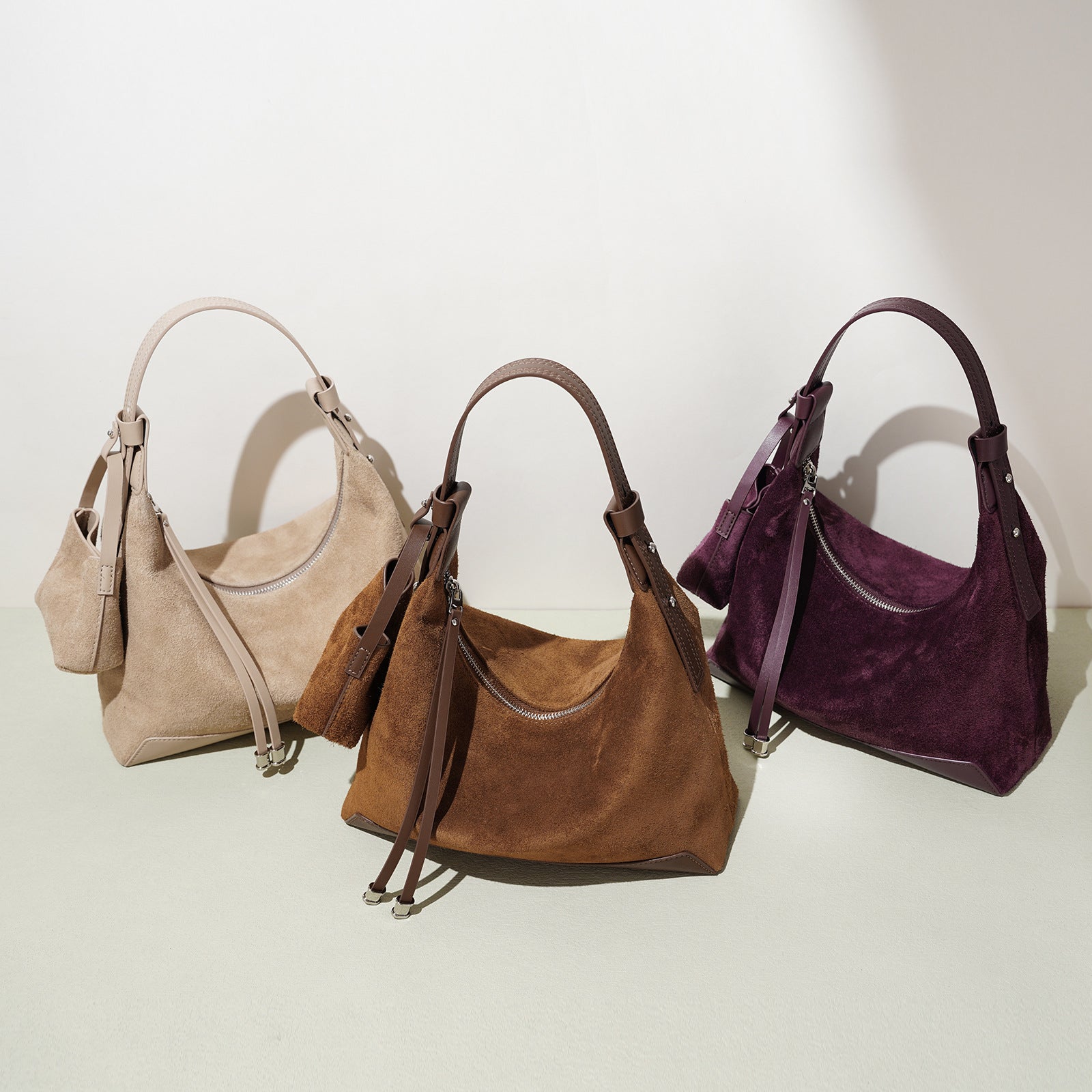 Suede Hobo/Tote - Burgundy