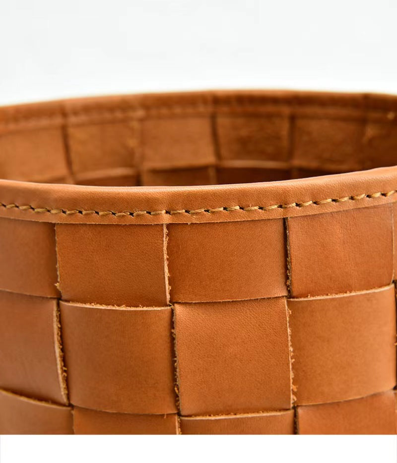 First Layer Cowhide Lucy Woven Tote Bag