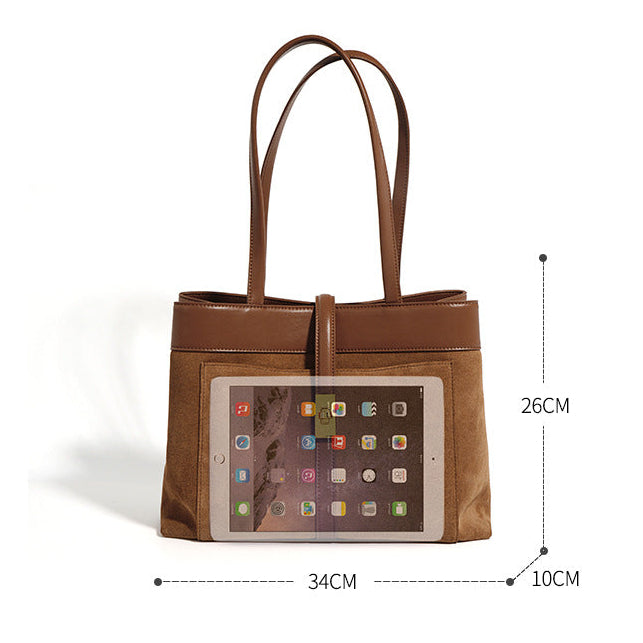 Suede Shoulder/Tote - Brown