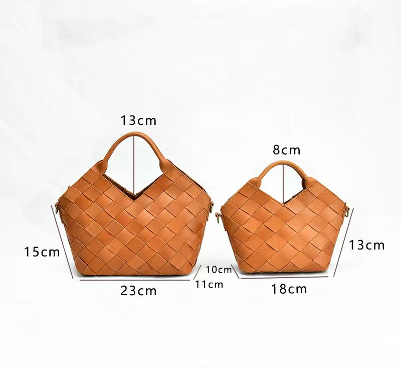 First Layer Cowhide Agnes Woven Tote Bag