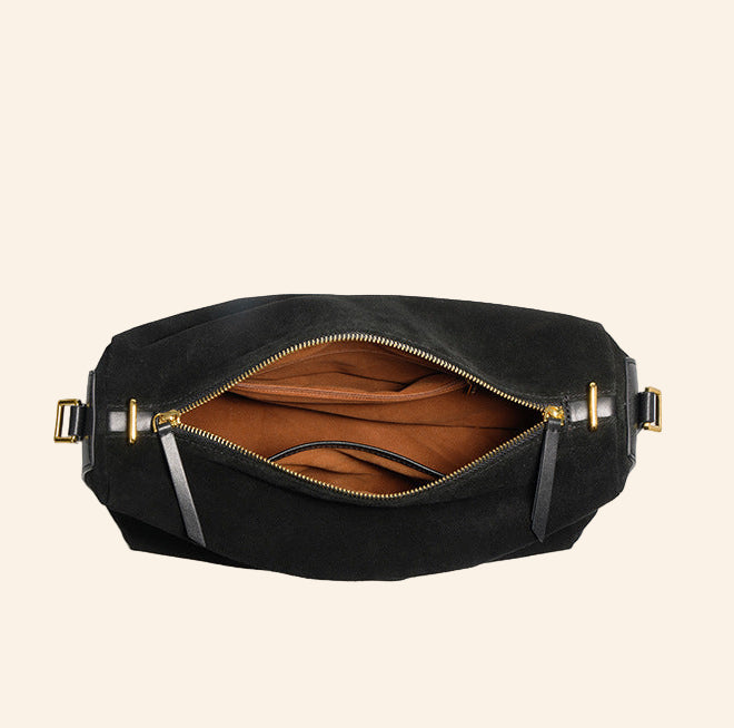 Suede Top Handle/Crossbody - Brown