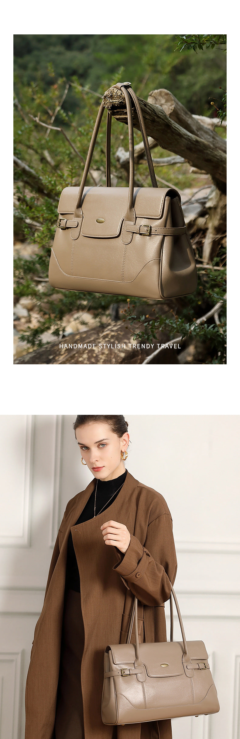 Wax Leather Top Handle - Black