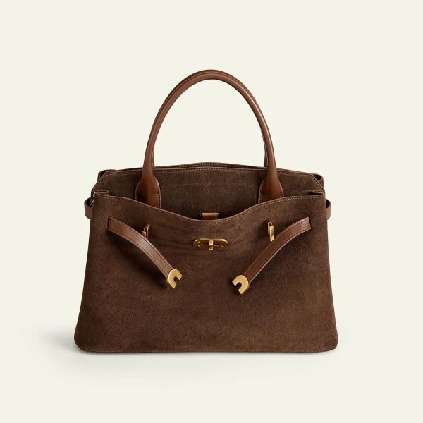 Kensington - Top Handle in Coffee Suede