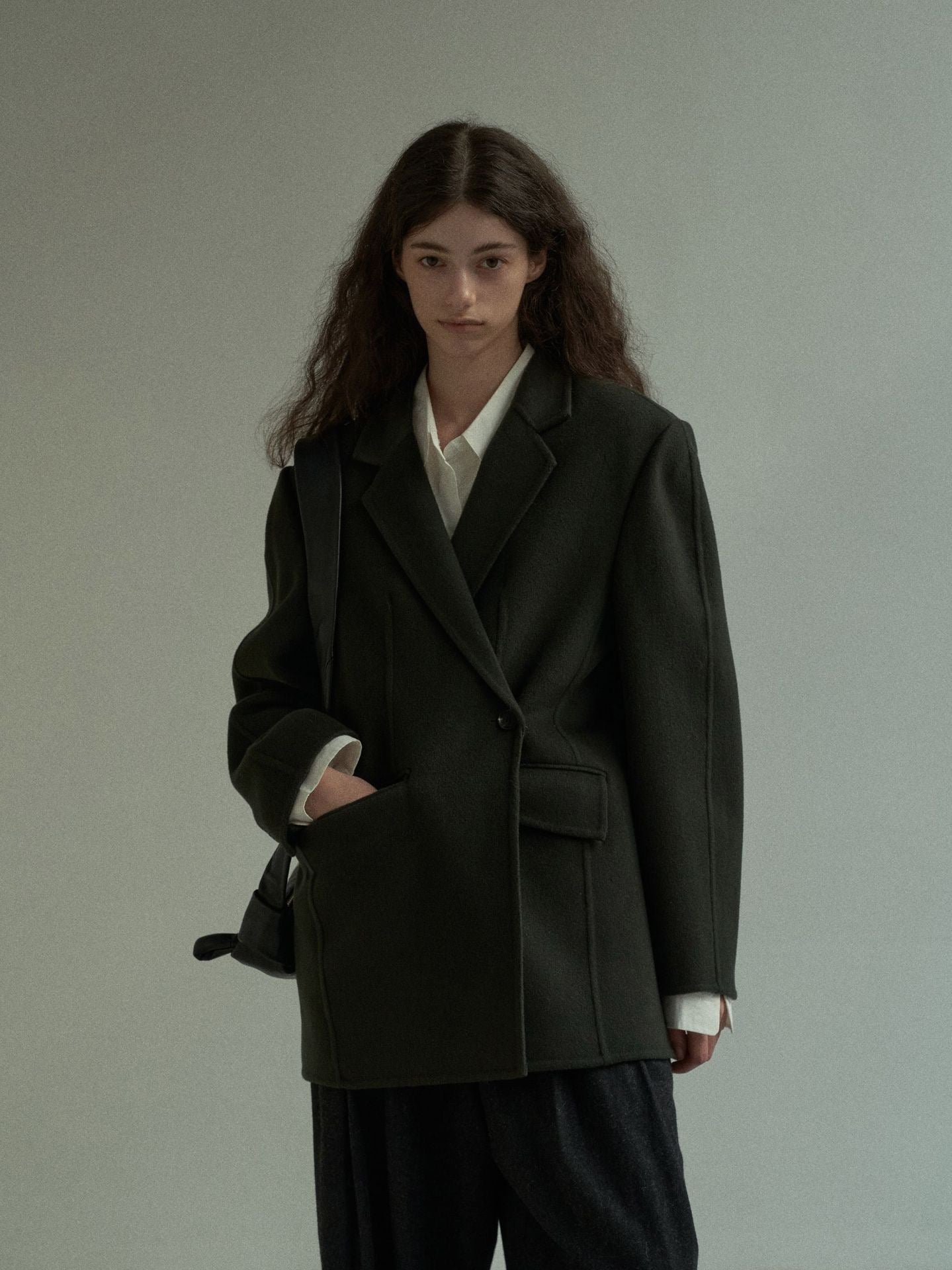 Handmade Lamb Wool Rose Overcoat