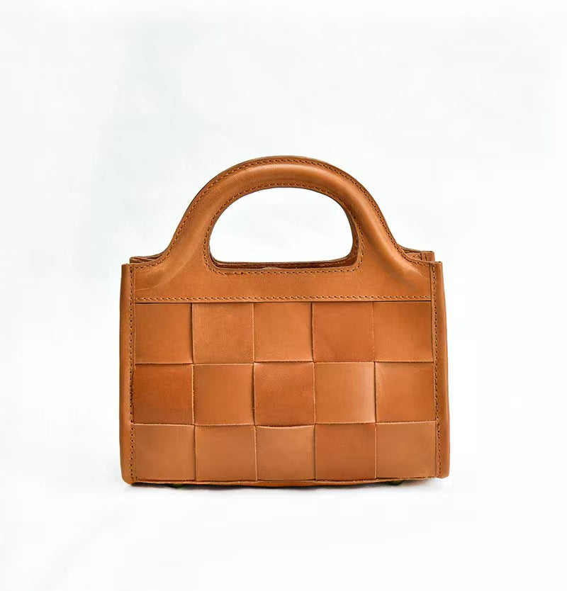 First Layer Cowhide Bristol Woven Bag