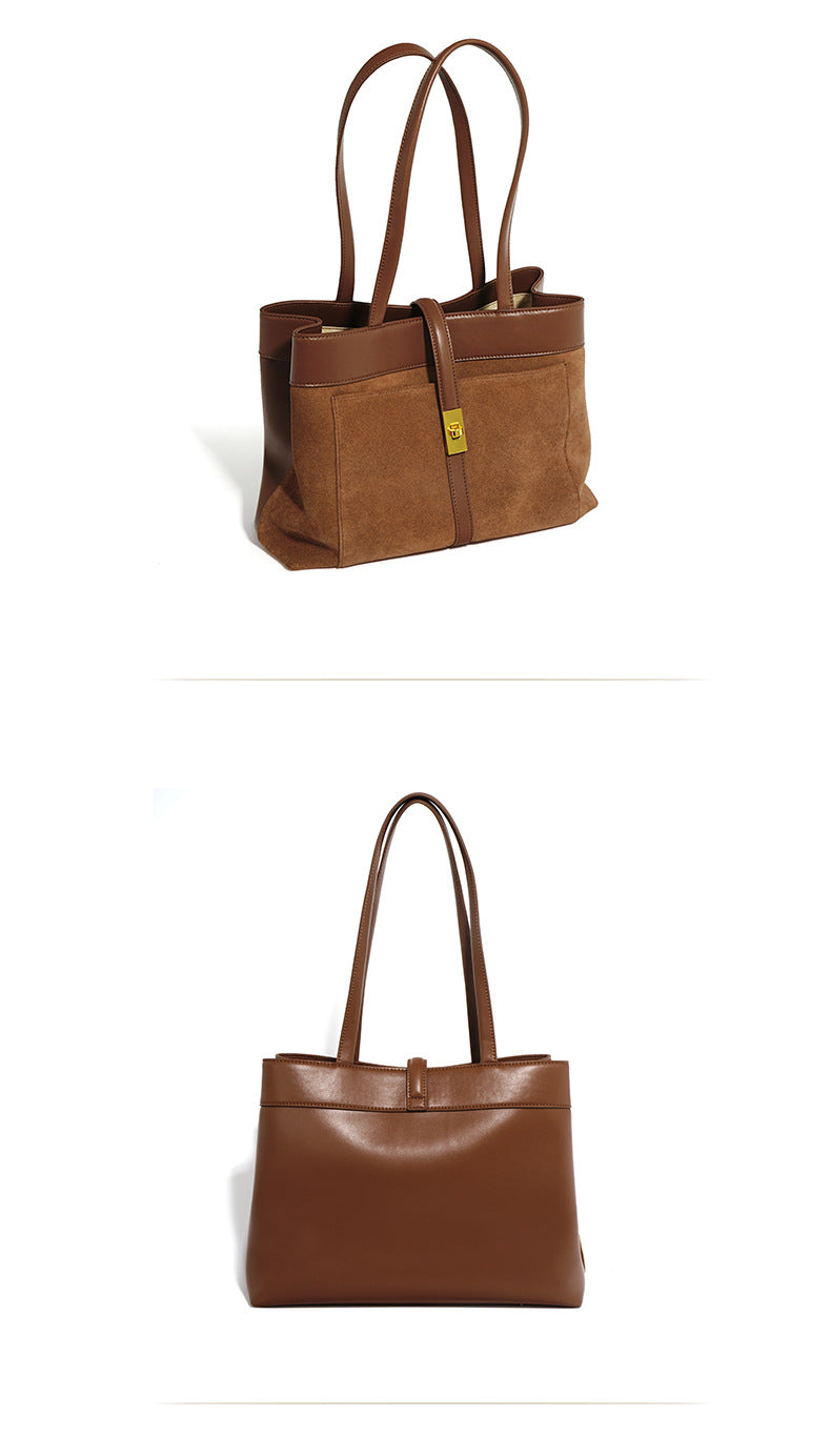 Suede Shoulder/Tote - Brown