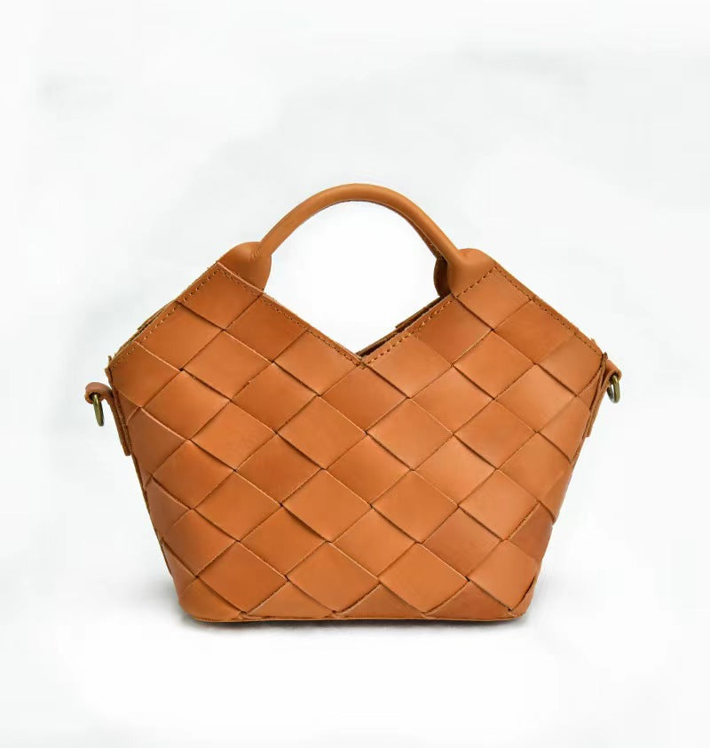 First Layer Cowhide Agnes Woven Tote Bag