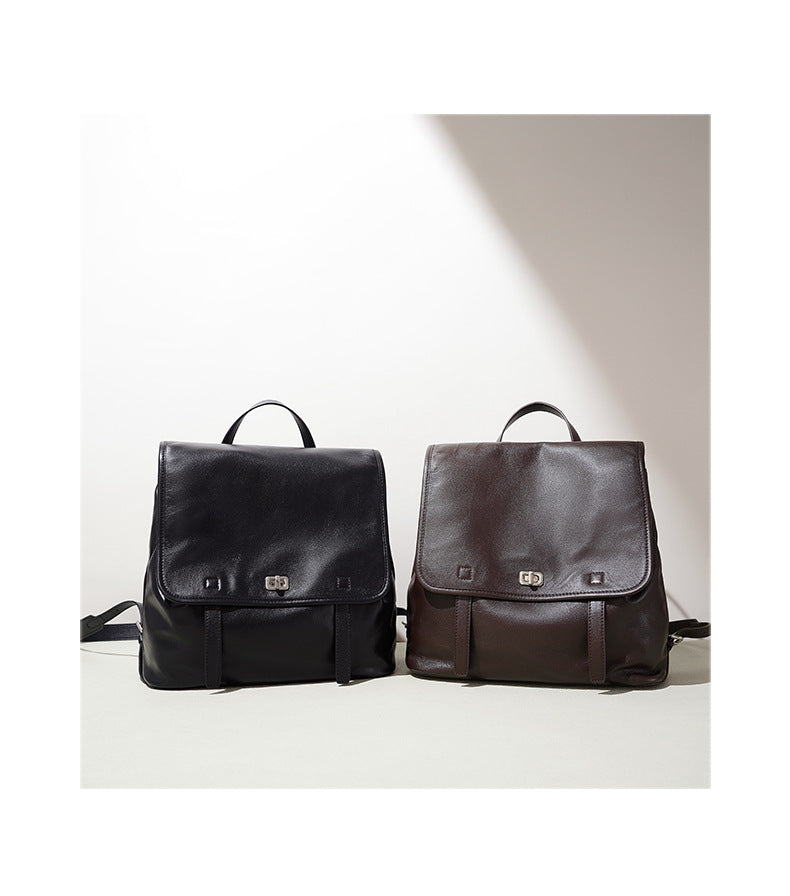 Vegetable-Tanned Cowhide Backpack - Black