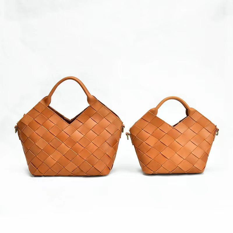 First Layer Cowhide Agnes Woven Tote Bag