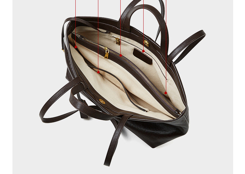 Wax Leather Tote - Brown