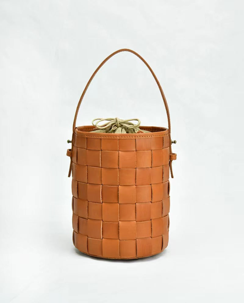First Layer Cowhide Lucy Woven Tote Bag