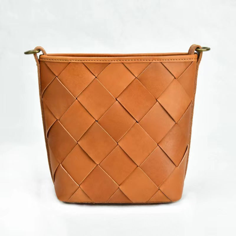 First Layer Cowhide Trinity Woven Shoulder Bag