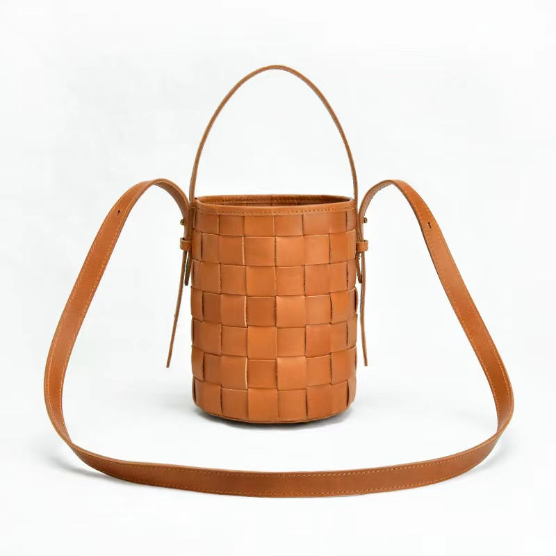 First Layer Cowhide Lucy Woven Tote Bag