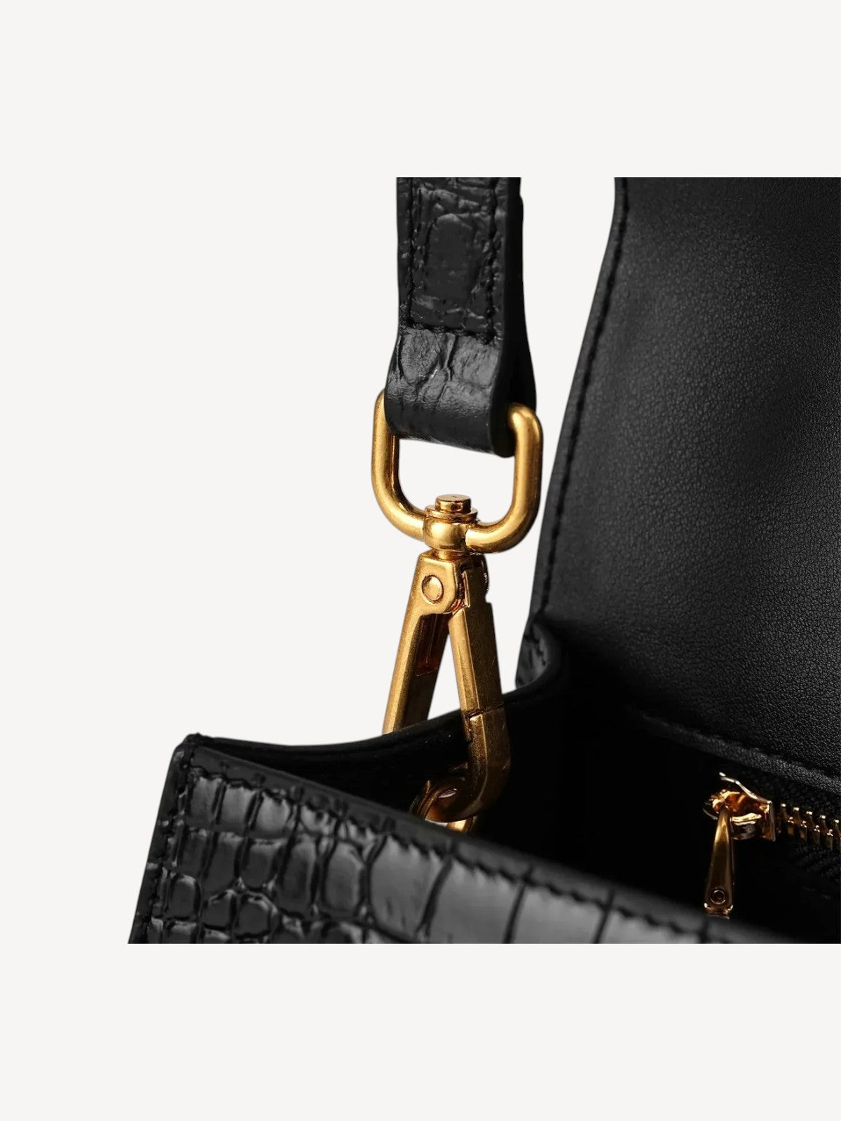 "Mi" Top Handle - Black Croc Embossed