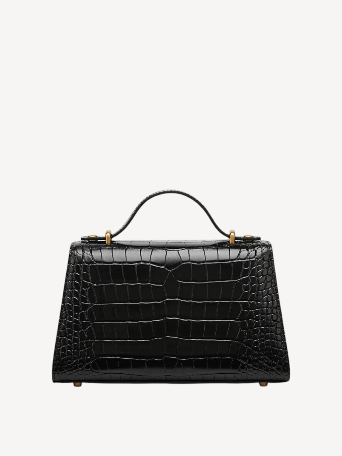 "Mi" Top Handle - Black Croc Embossed
