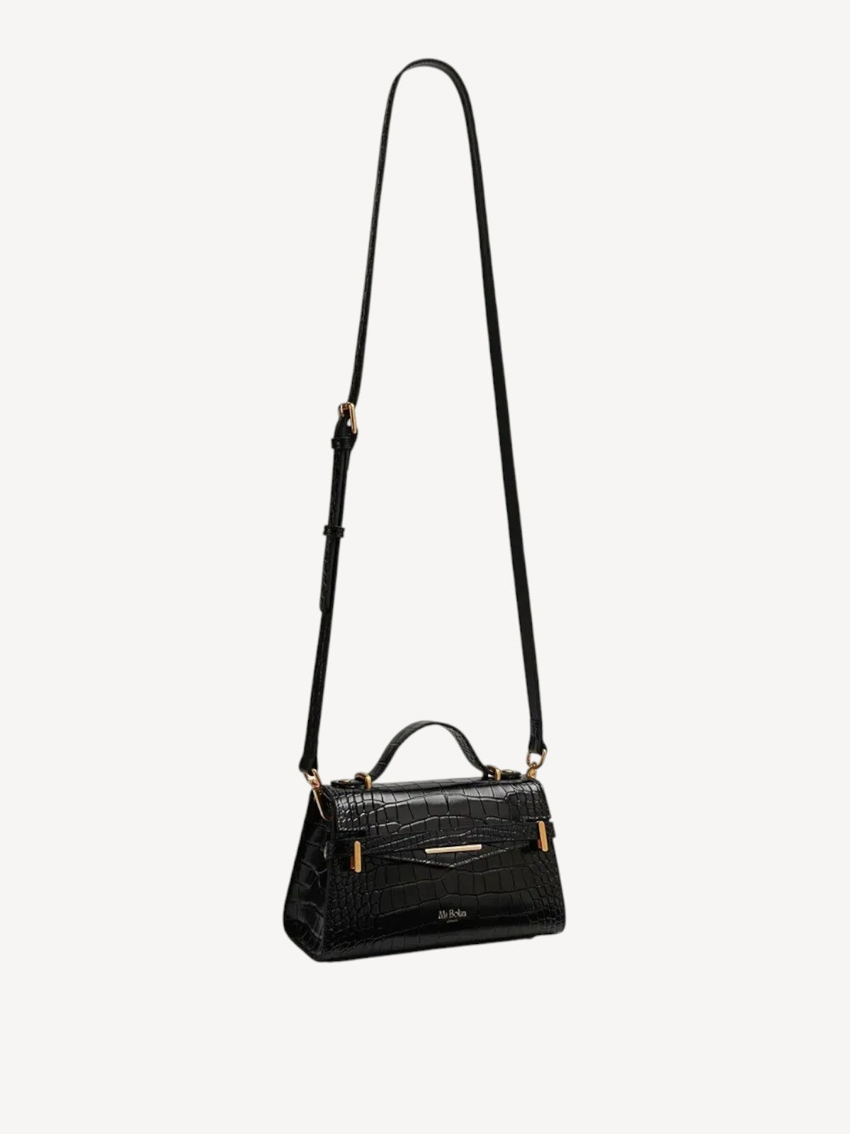 "Mi" Top Handle - Black Croc Embossed