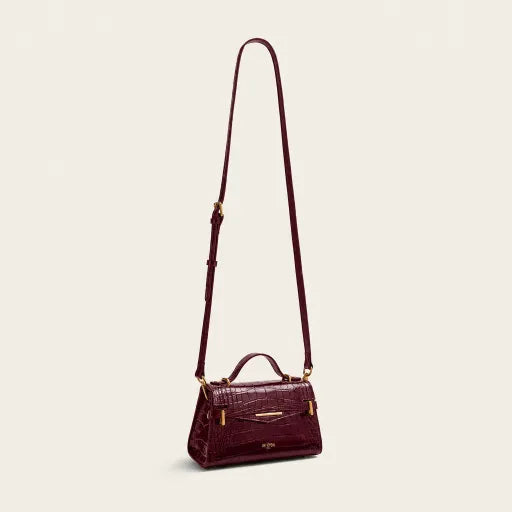 "Mi" Top Handle - Burgundy Croc Embossed