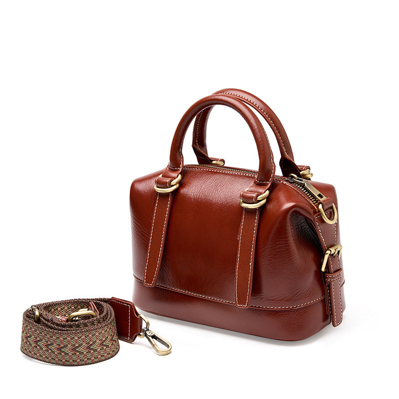 Genuine Calf Leather Boston Tote Bag