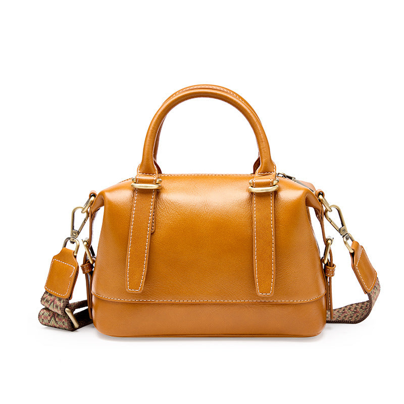 Genuine Calf Leather Boston Tote Bag