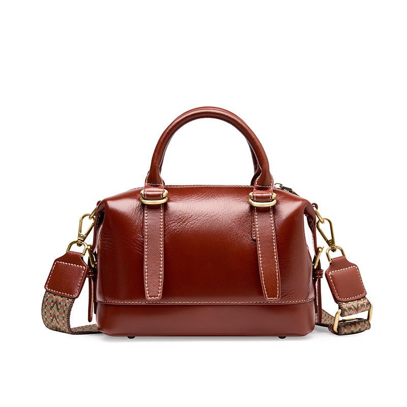 Genuine Calf Leather Boston Tote Bag