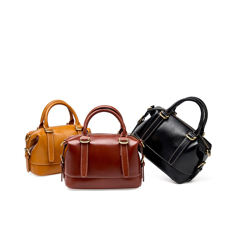 Genuine Calf Leather Boston Tote Bag