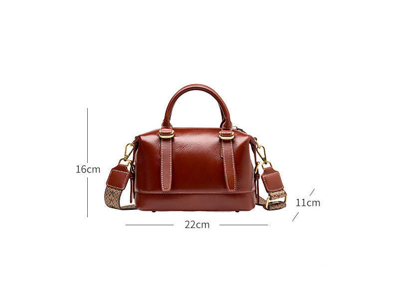 Genuine Calf Leather Boston Tote Bag