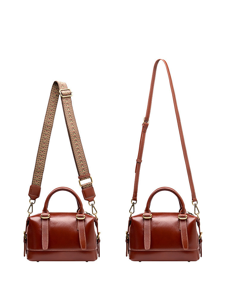 Genuine Calf Leather Boston Tote Bag