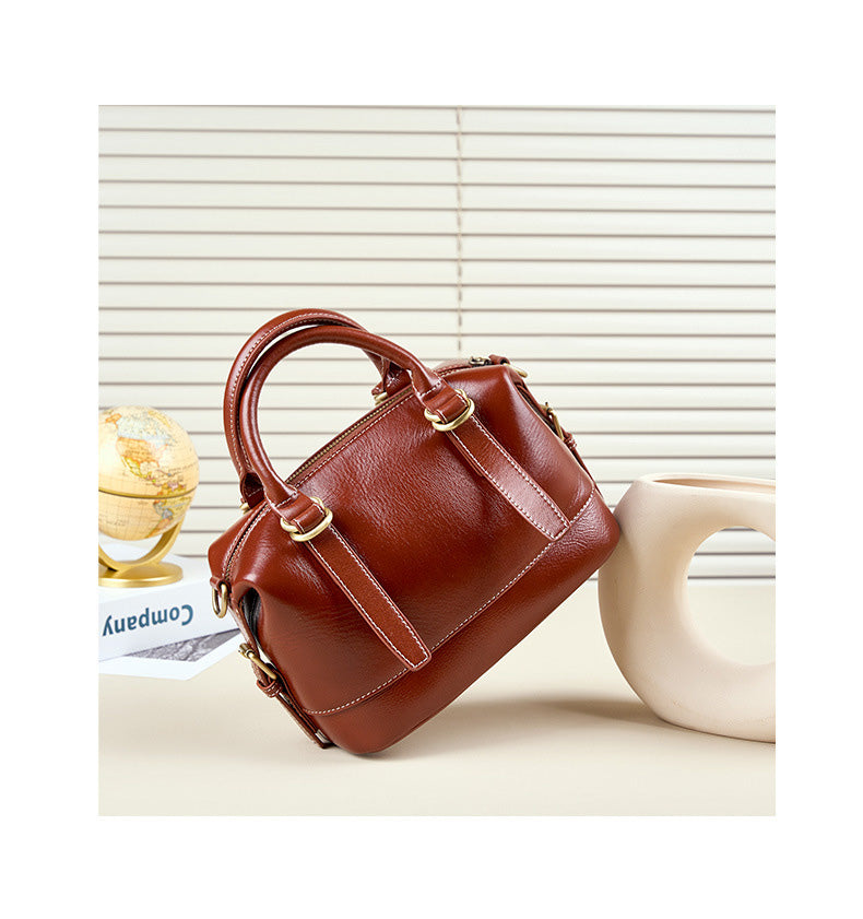 Genuine Calf Leather Boston Tote Bag