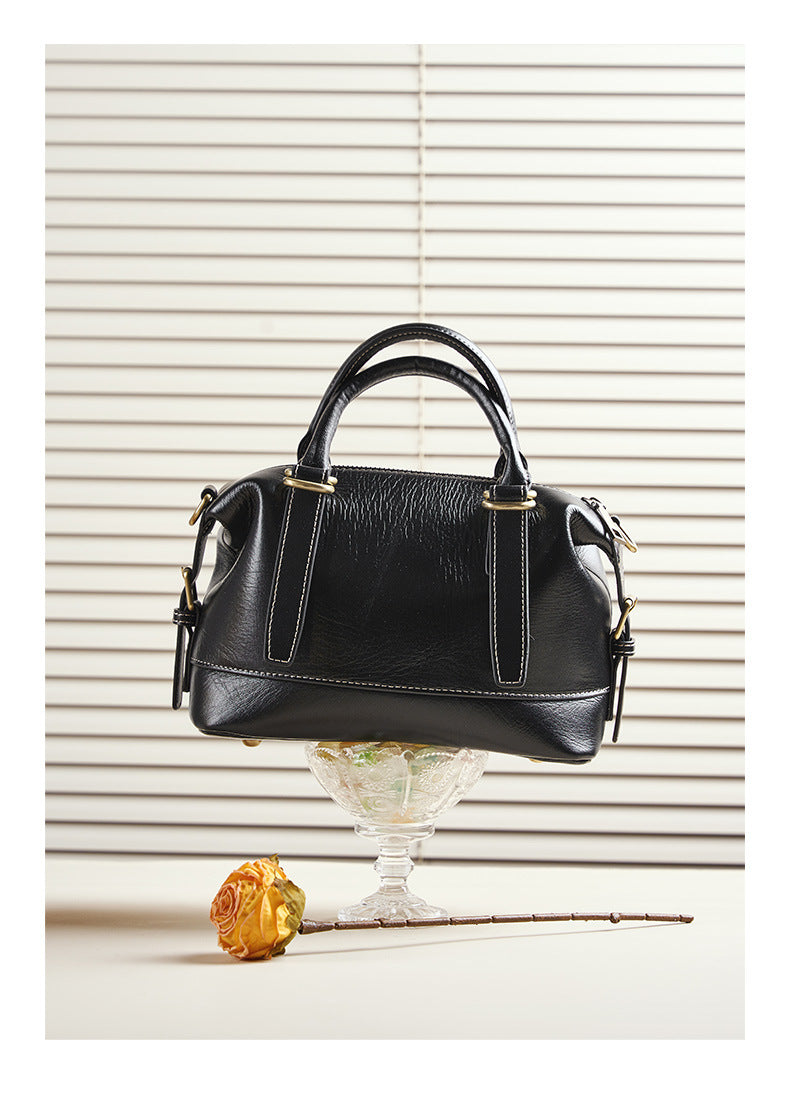 Genuine Calf Leather Boston Tote Bag