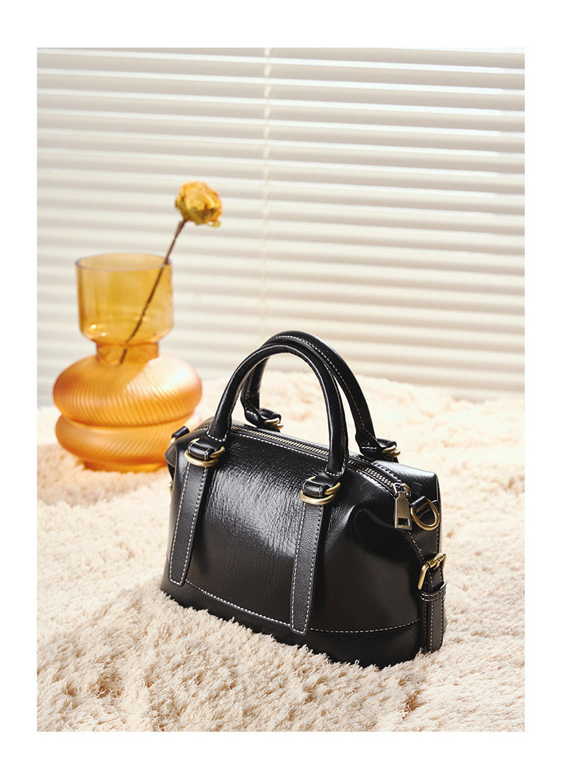 Genuine Calf Leather Boston Tote Bag