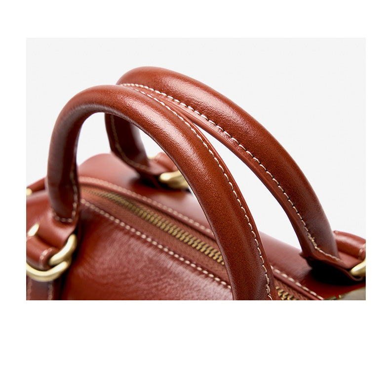 Genuine Calf Leather Boston Tote Bag