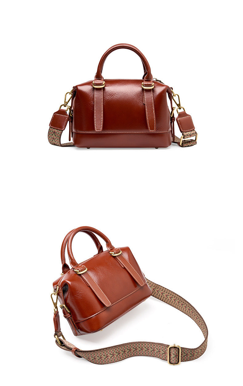 Genuine Calf Leather Boston Tote Bag