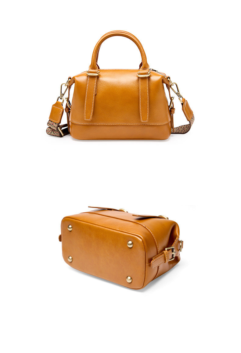 Genuine Calf Leather Boston Tote Bag