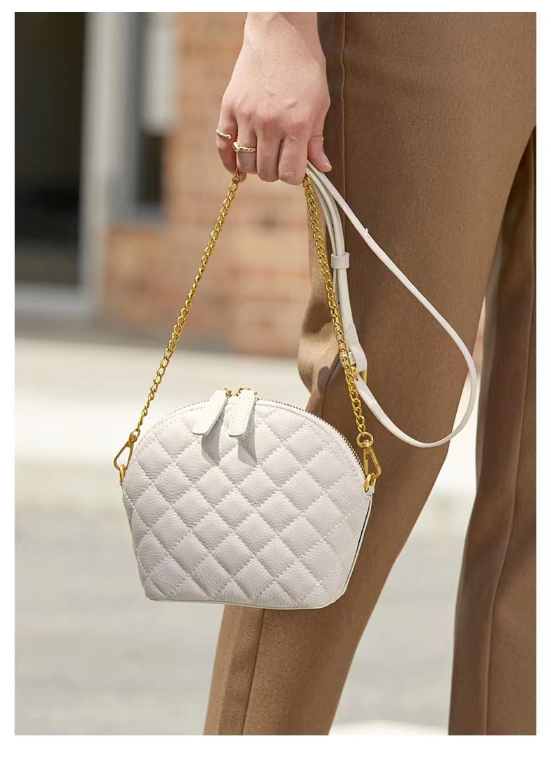 Calf Leathr Shell Crossbody Bag