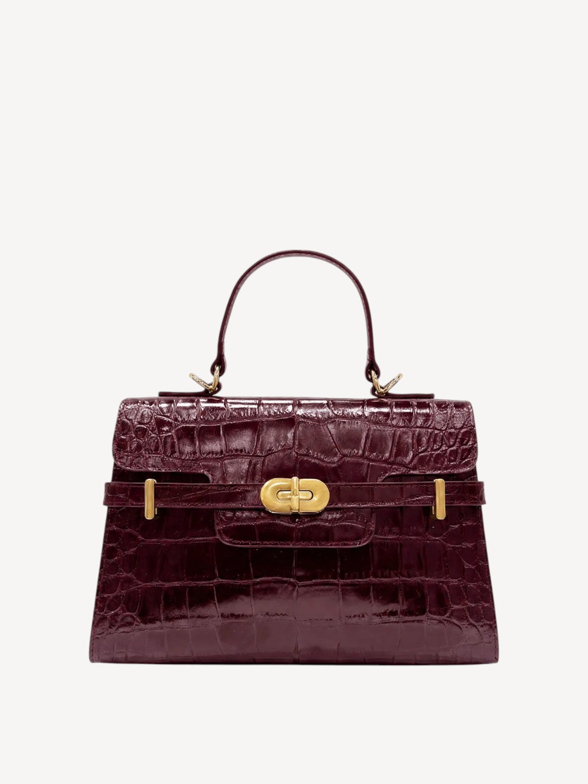 Kensington - Top Handle Burgundy Croc Embossed