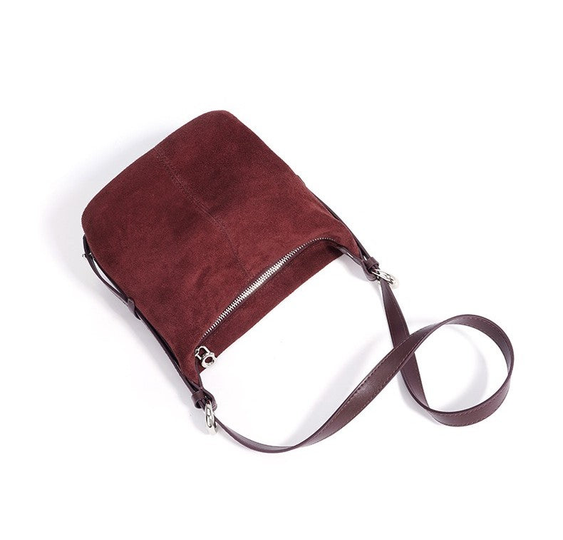 Suede Shoulder Bag - Brown