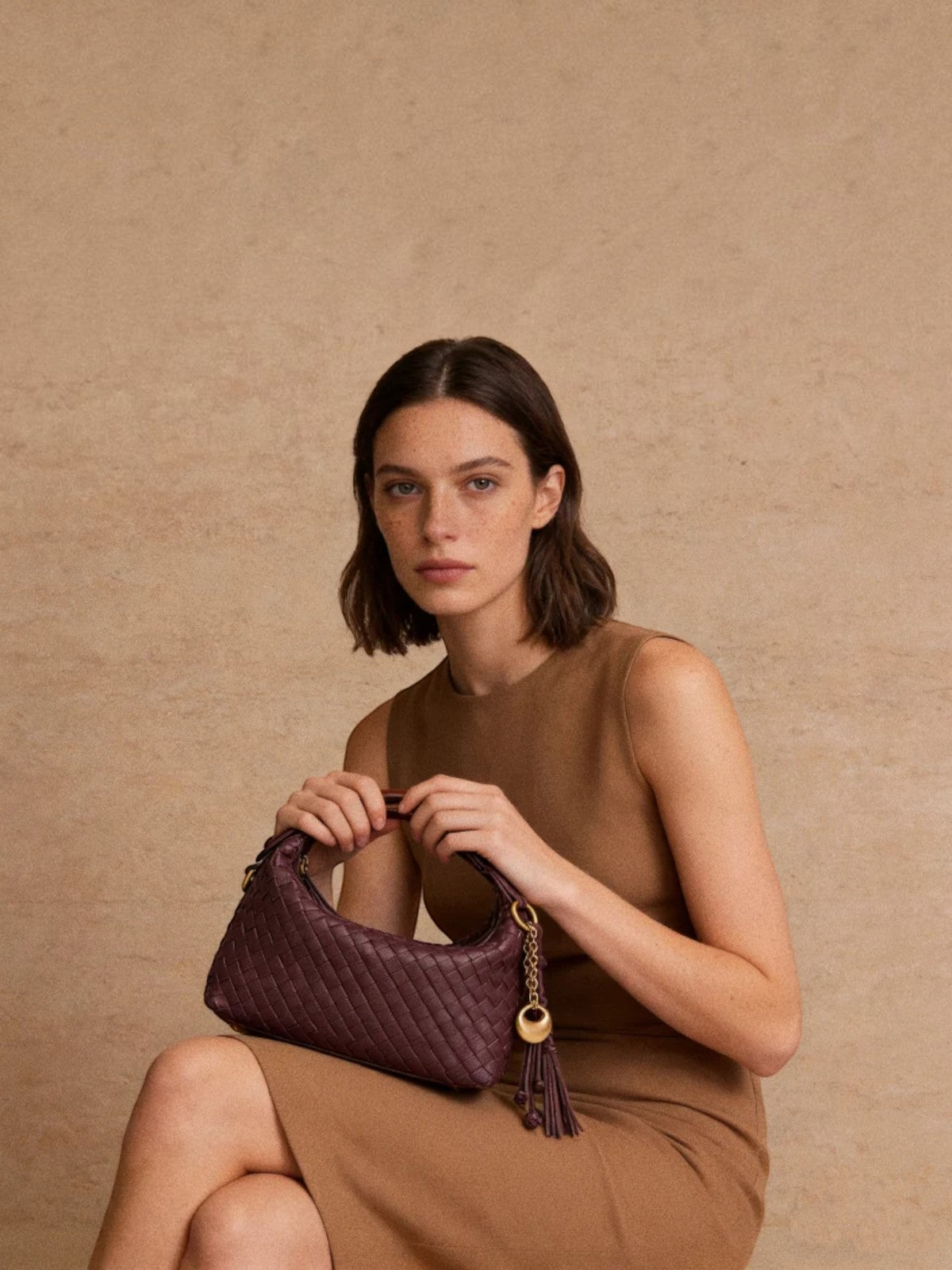 Camilla Half Moon Woven - Burgundy