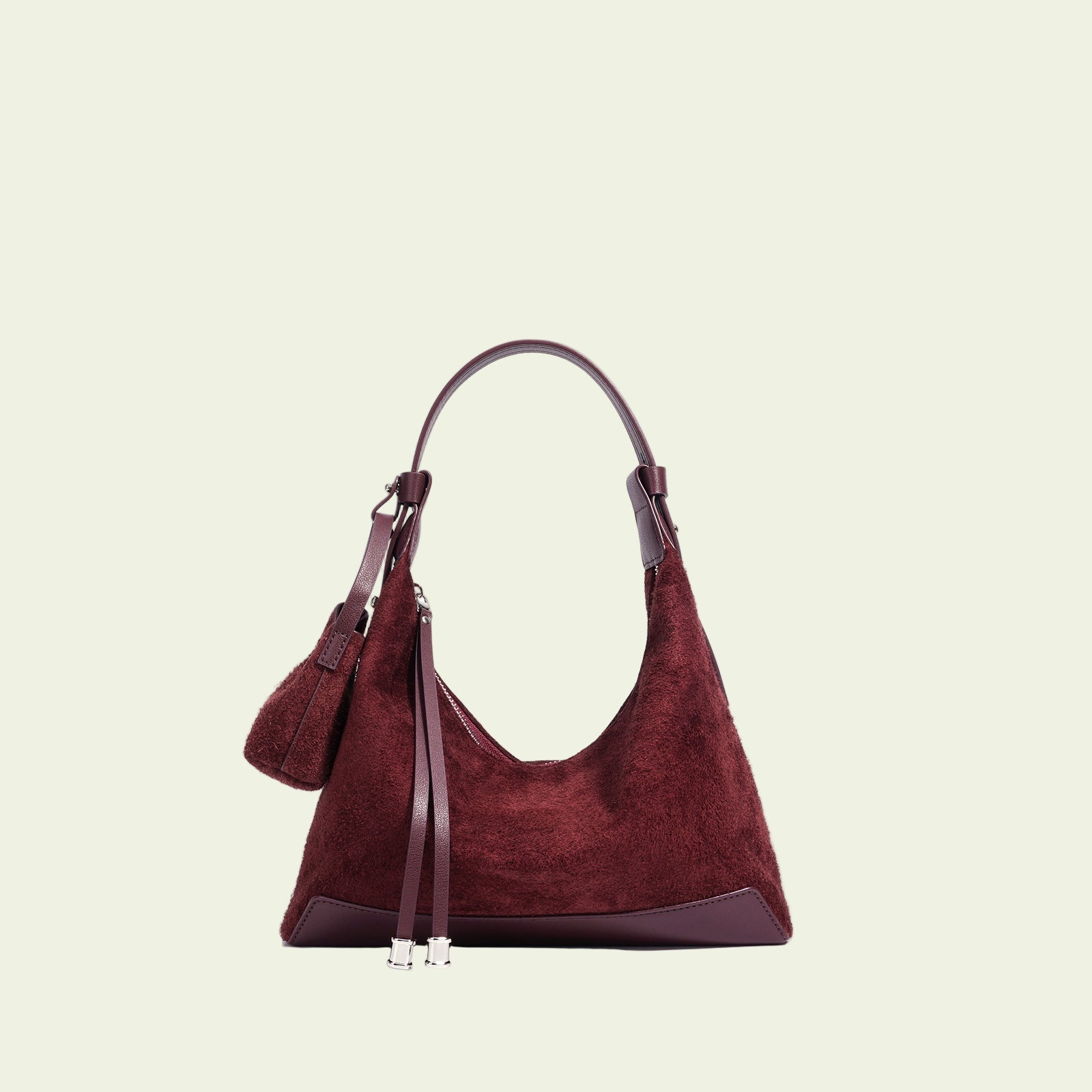 Suede Hobo/Tote - Burgundy