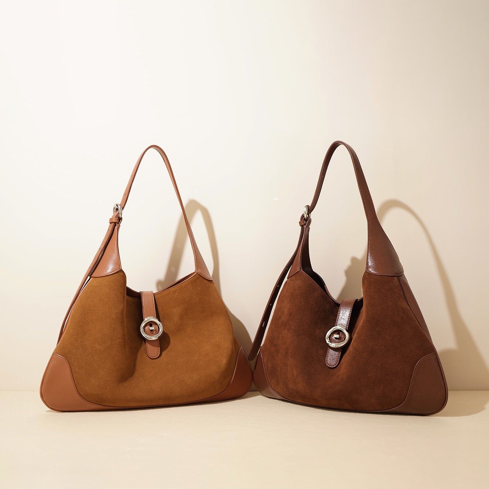 Suede Shoulder Bag - Brown