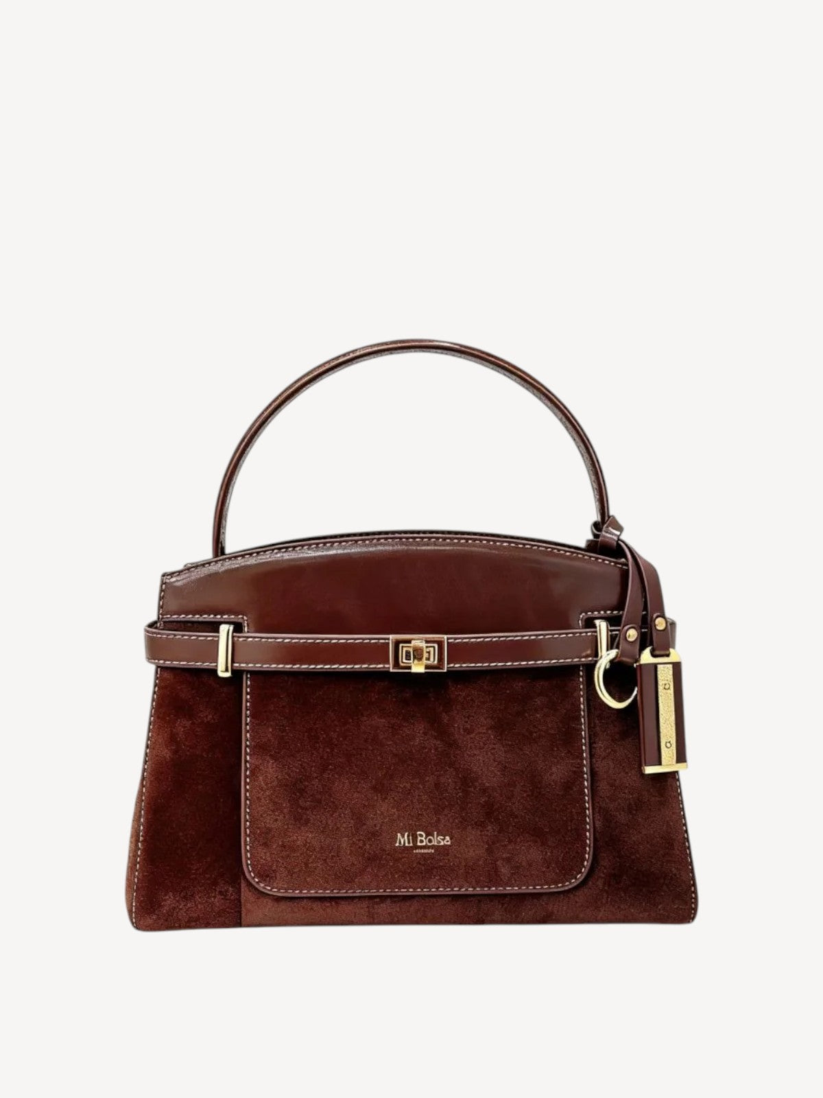 Manhattan Top Handle - Coffee Suede