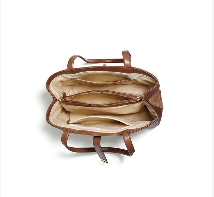 Suede Shoulder/Tote - Brown