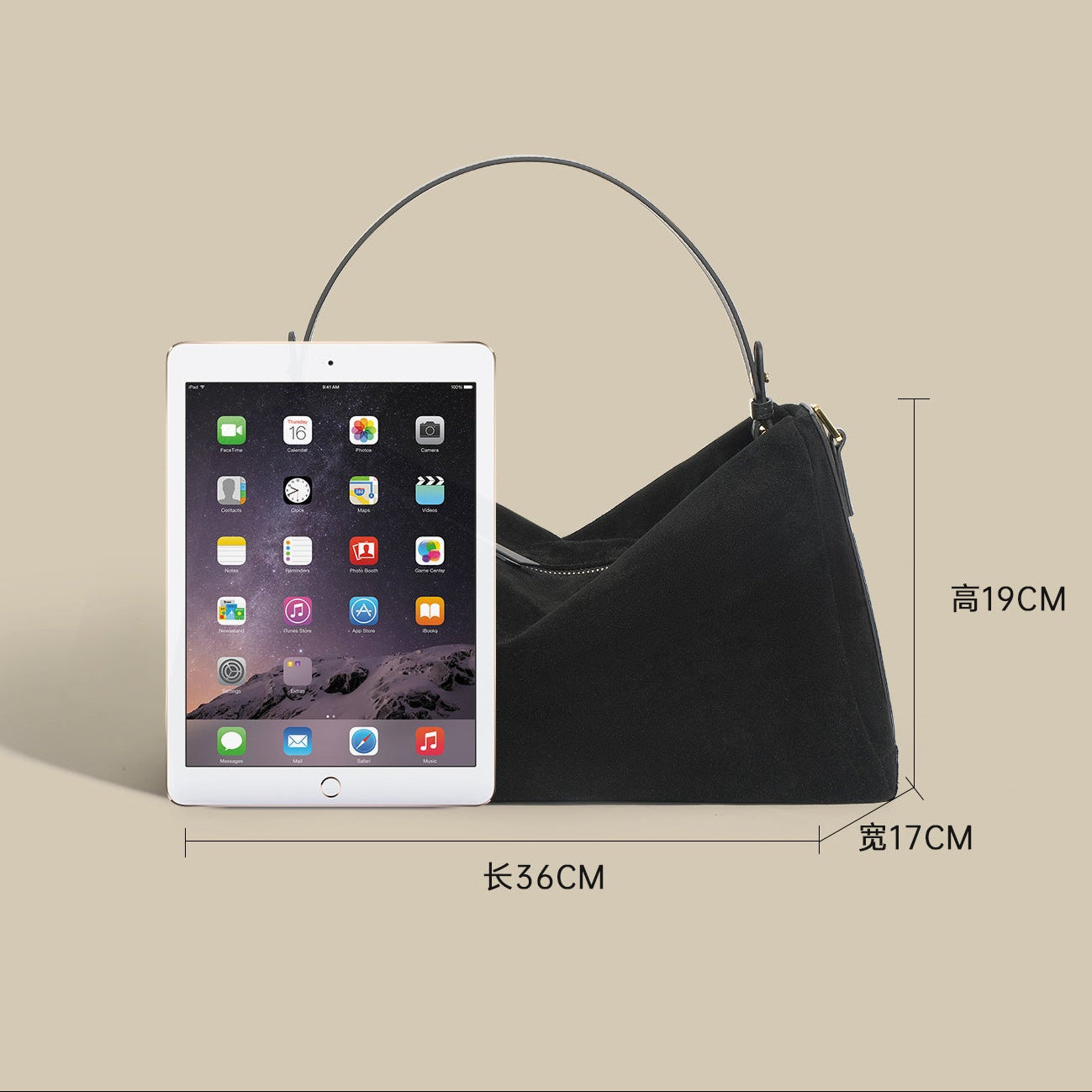 Suede Top Handle/Crossbody - Black