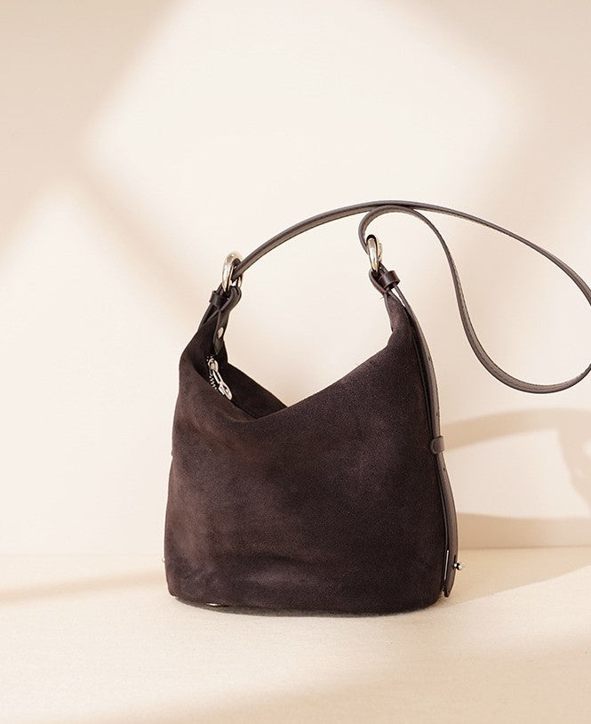 Suede Shoulder Bag - Brown